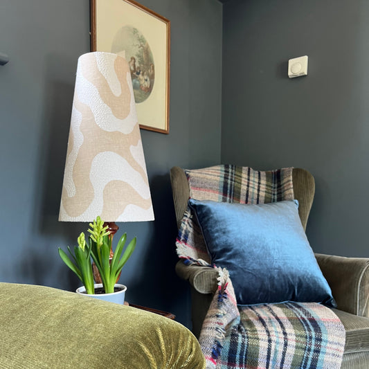 Ecru wiggle cone lampshade, extra tall lampshade