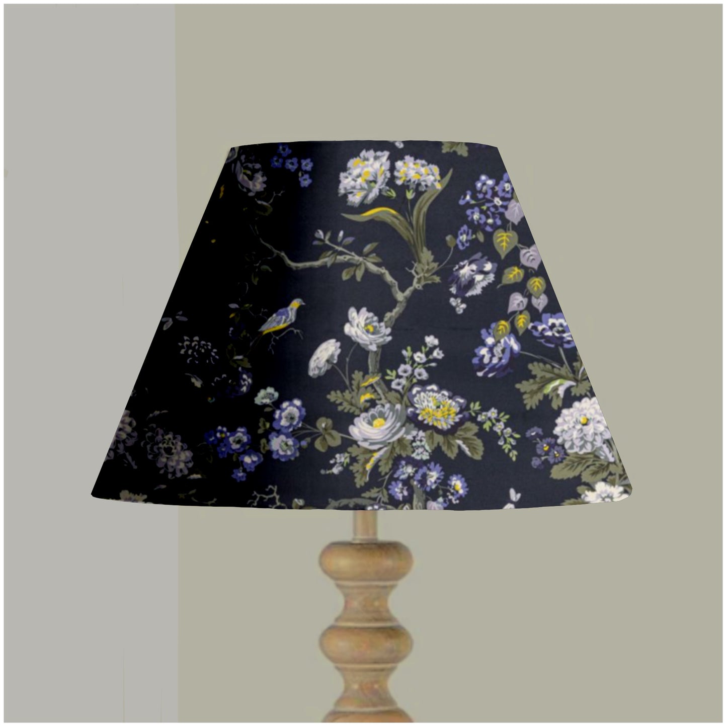 Navy floral velvet coolie lampshade/ ceiling shade, empire lampshade