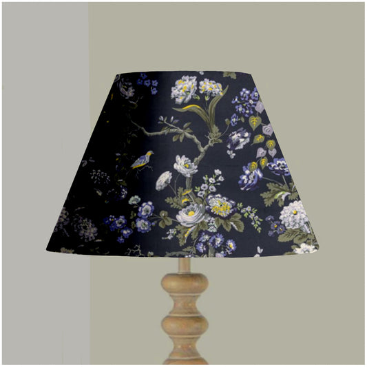 Navy floral velvet coolie lampshade/ ceiling shade, empire lampshade