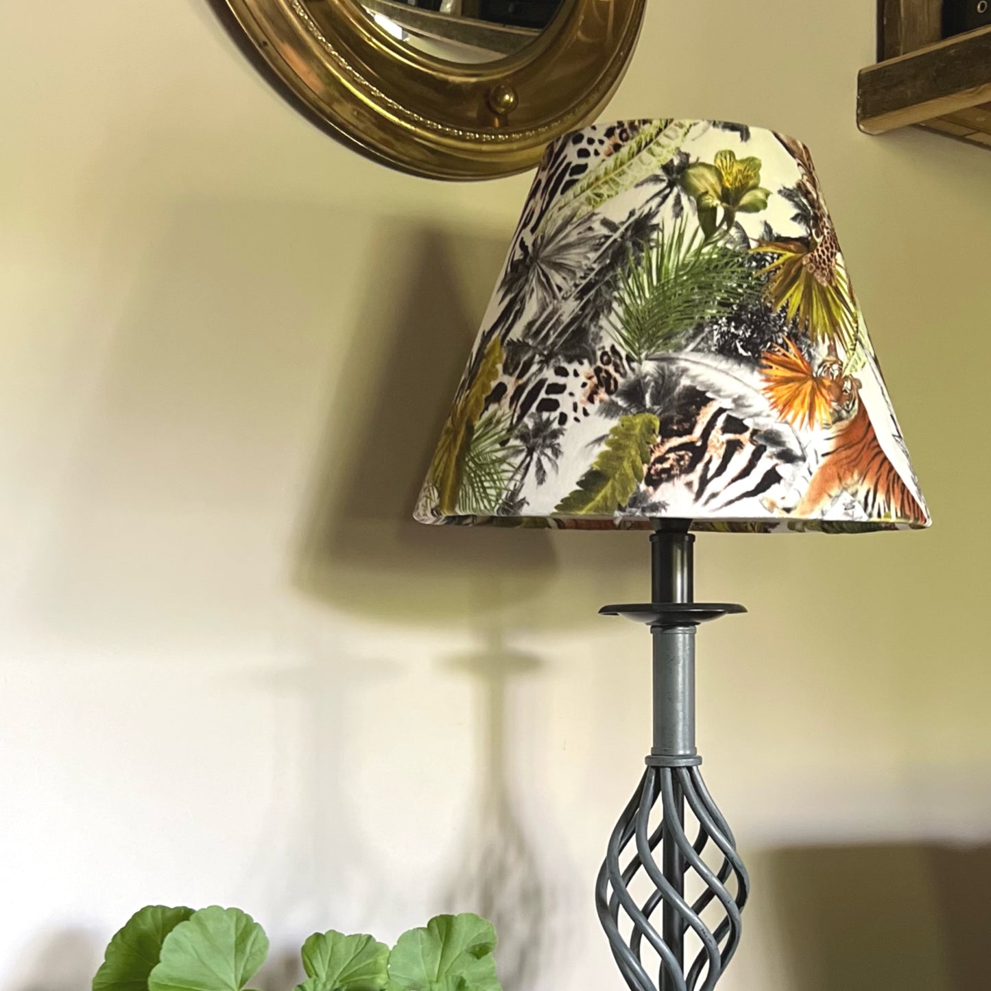 Tiger, cheetah jungle velvet coolie lampshade/ ceiling shade, empire lampshade