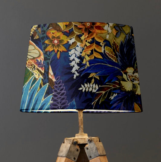 Floral midnight velvet french drum lampshade/ ceiling light shade, empire lampshade