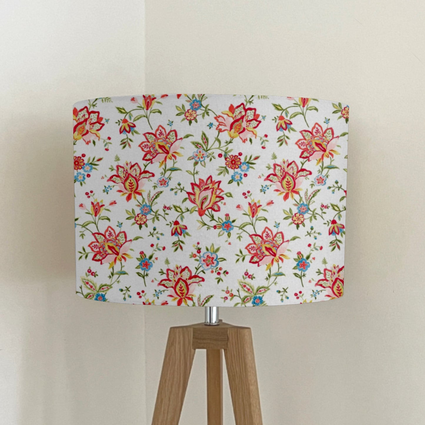 Ornella pink flowers cotton drum lampshade/ ceiling shade, with a white lining