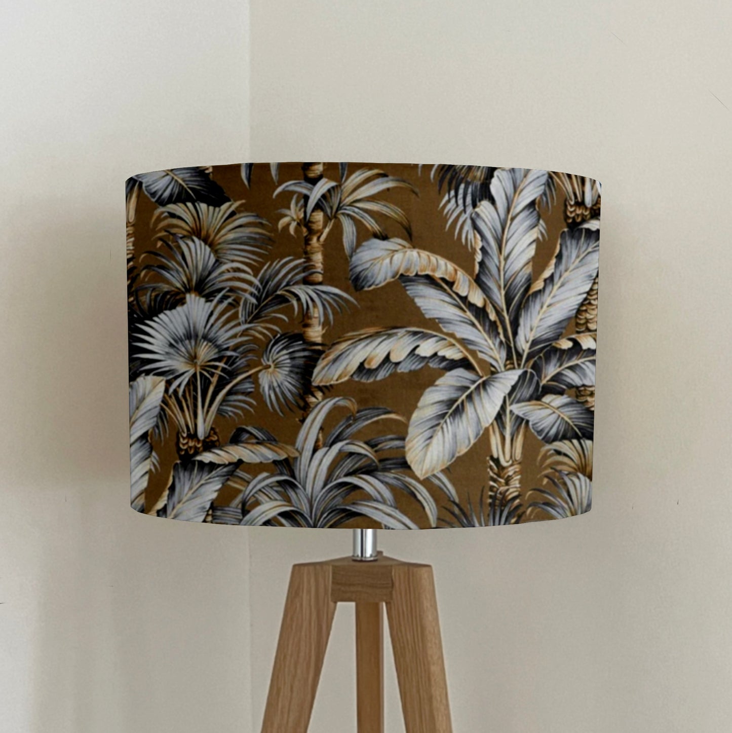 Tripura gold velvet, drum lampshade /ceiling shade with a white lining