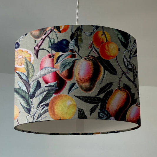 Summer fruit velvet drum lampshade / ceiling shade, with a white lining