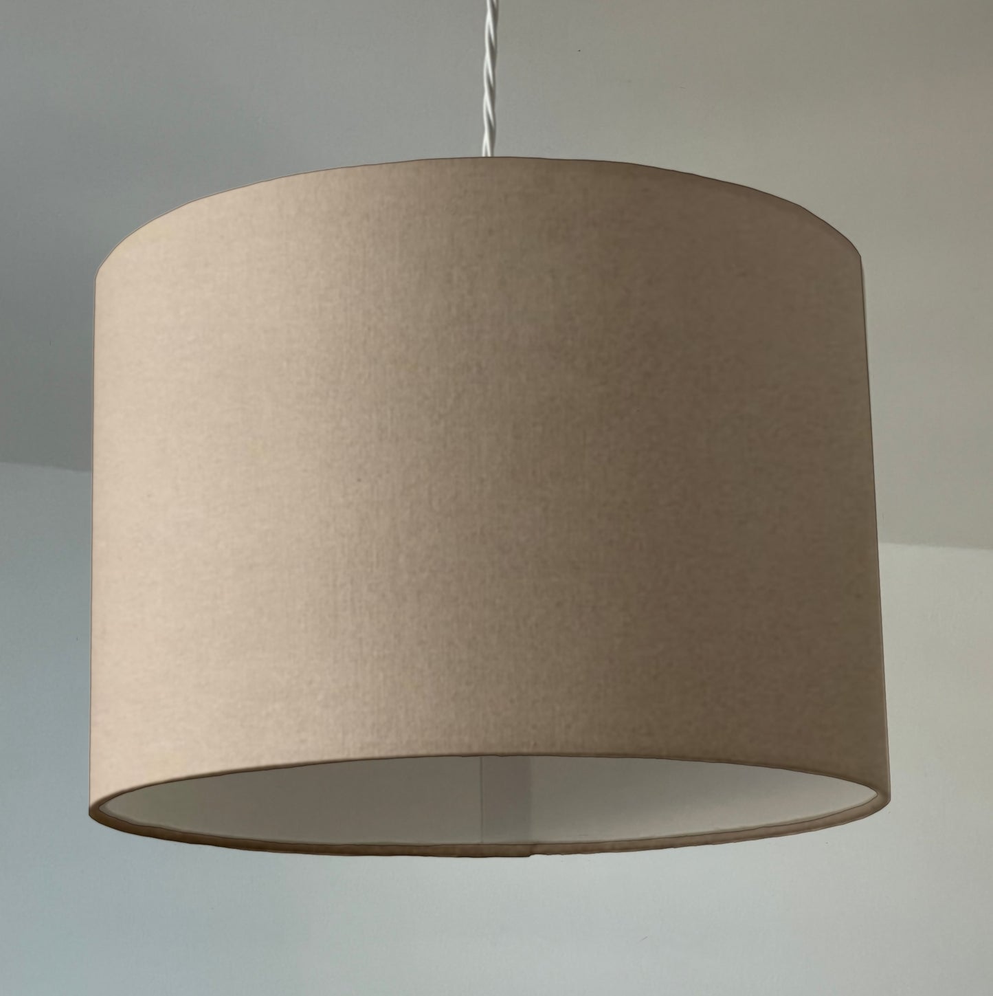 Cream velvet drum lampshade/ ceiling shade with a white lining