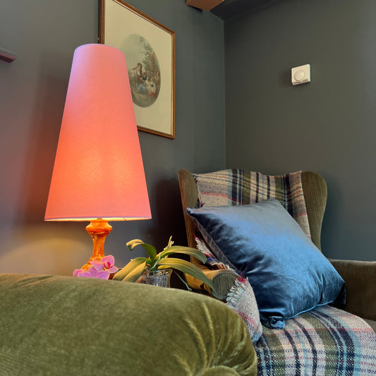 Light pink cotton cone lampshade, extra tall lampshade