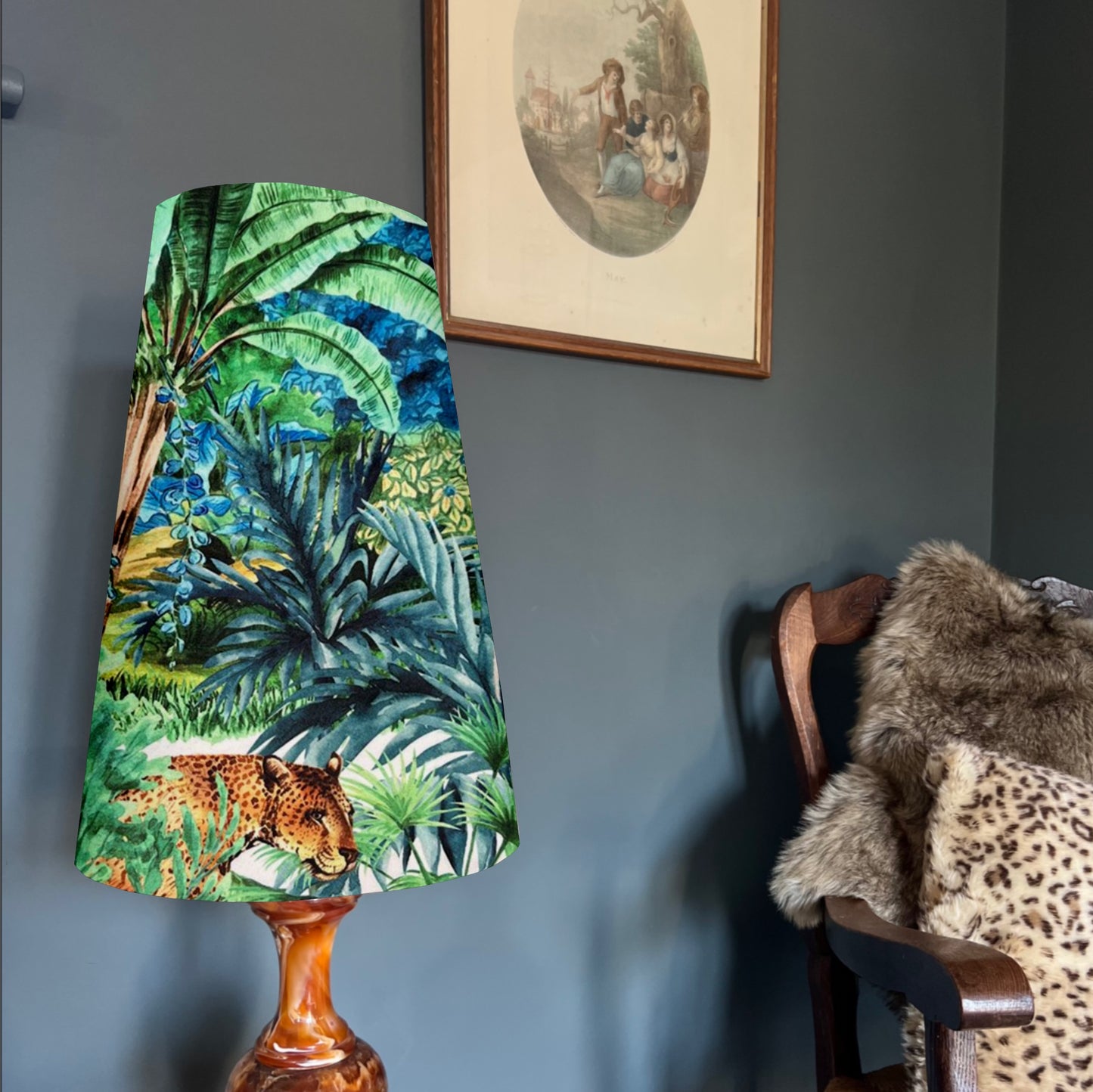 Big cat velvet cone lampshade, extra tall lampshade