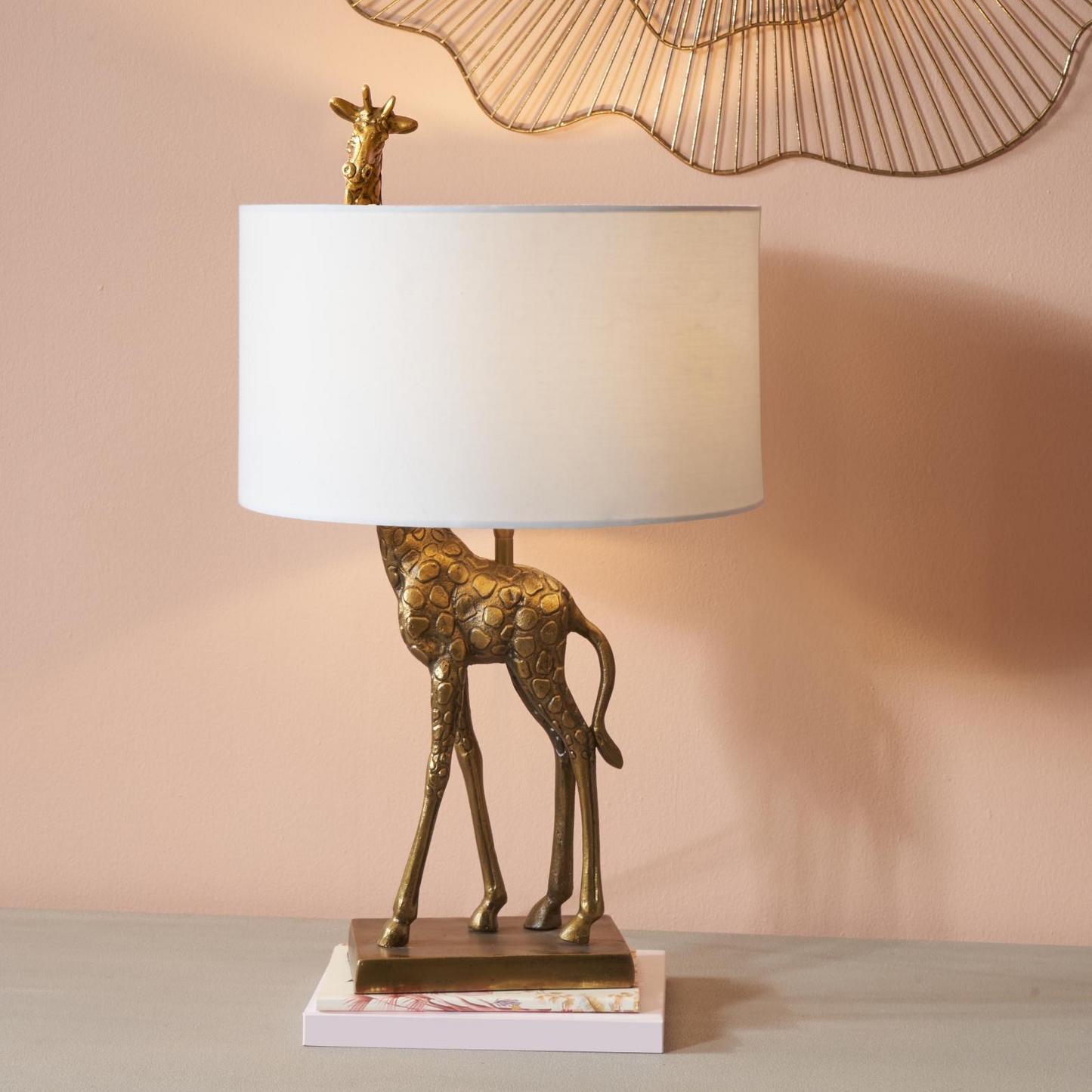 Antique brass giraffe table lamp