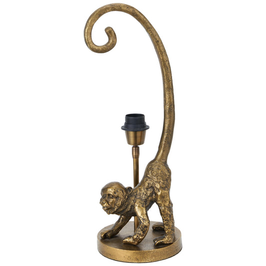 Antique brass monkey table lamp