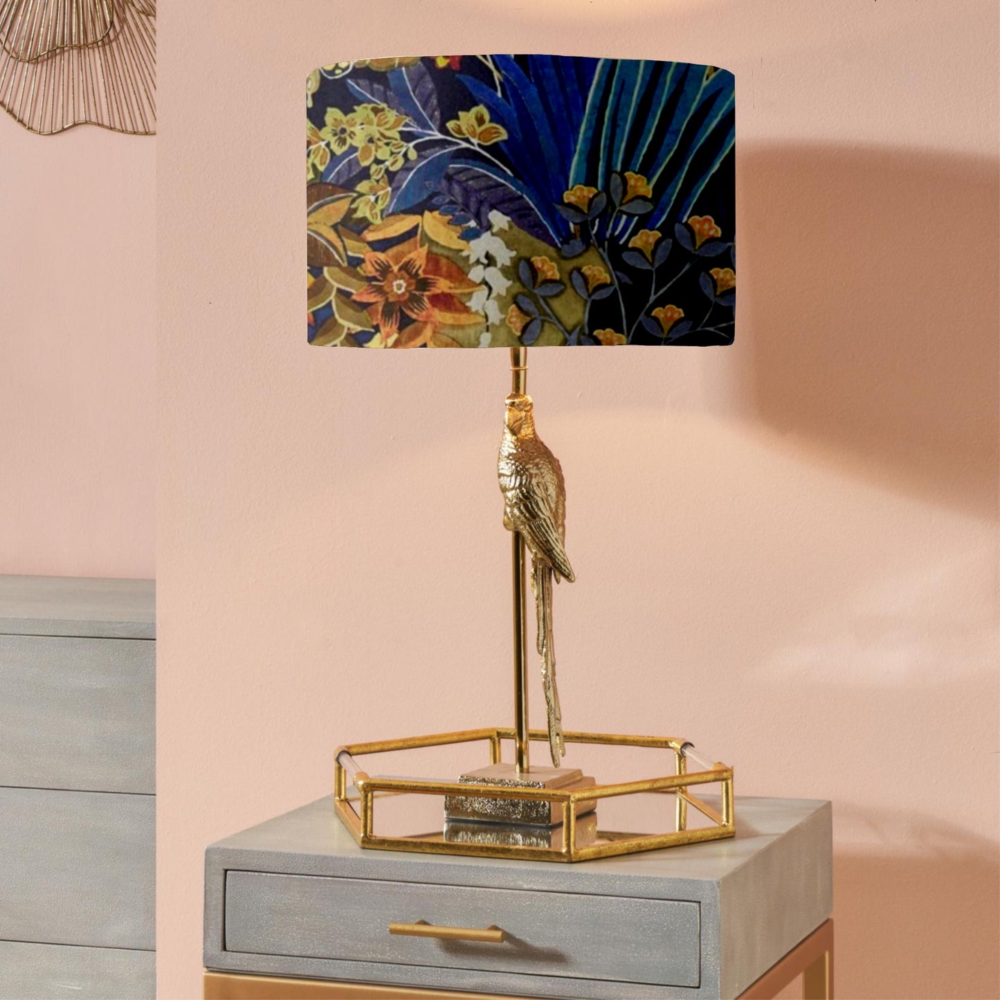 Shiny gold, parrot table lamp