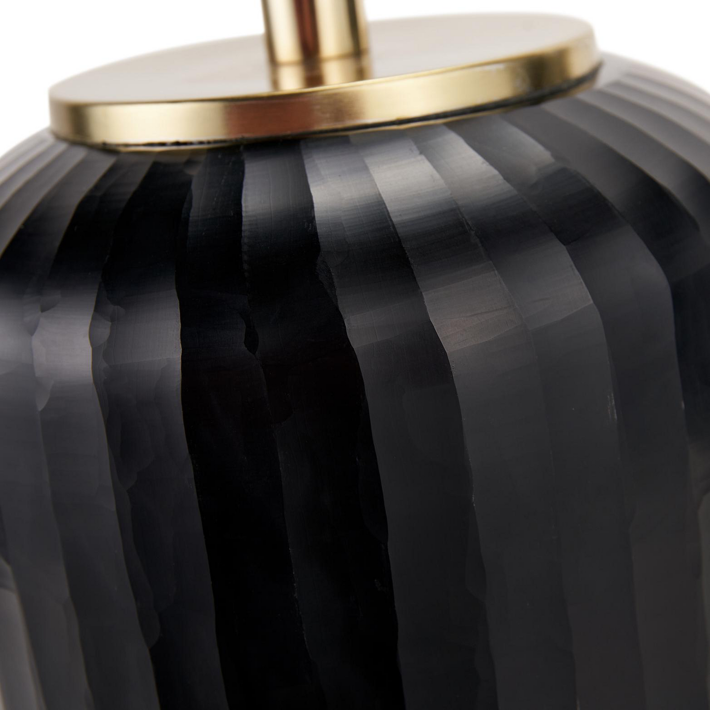 Matt black, stripe cut glass table lamp