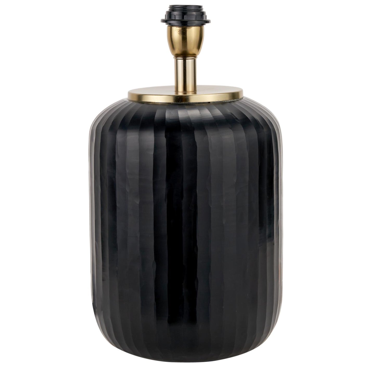 Matt black, stripe cut glass table lamp