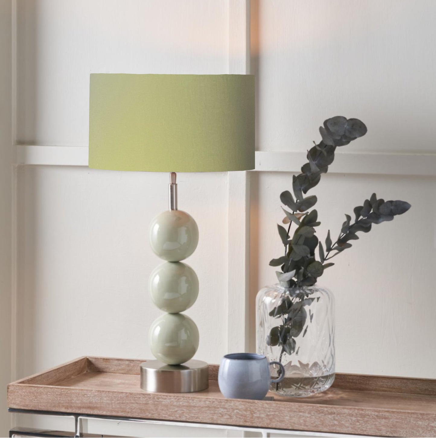 Sage and silver, 3 ball table lamp