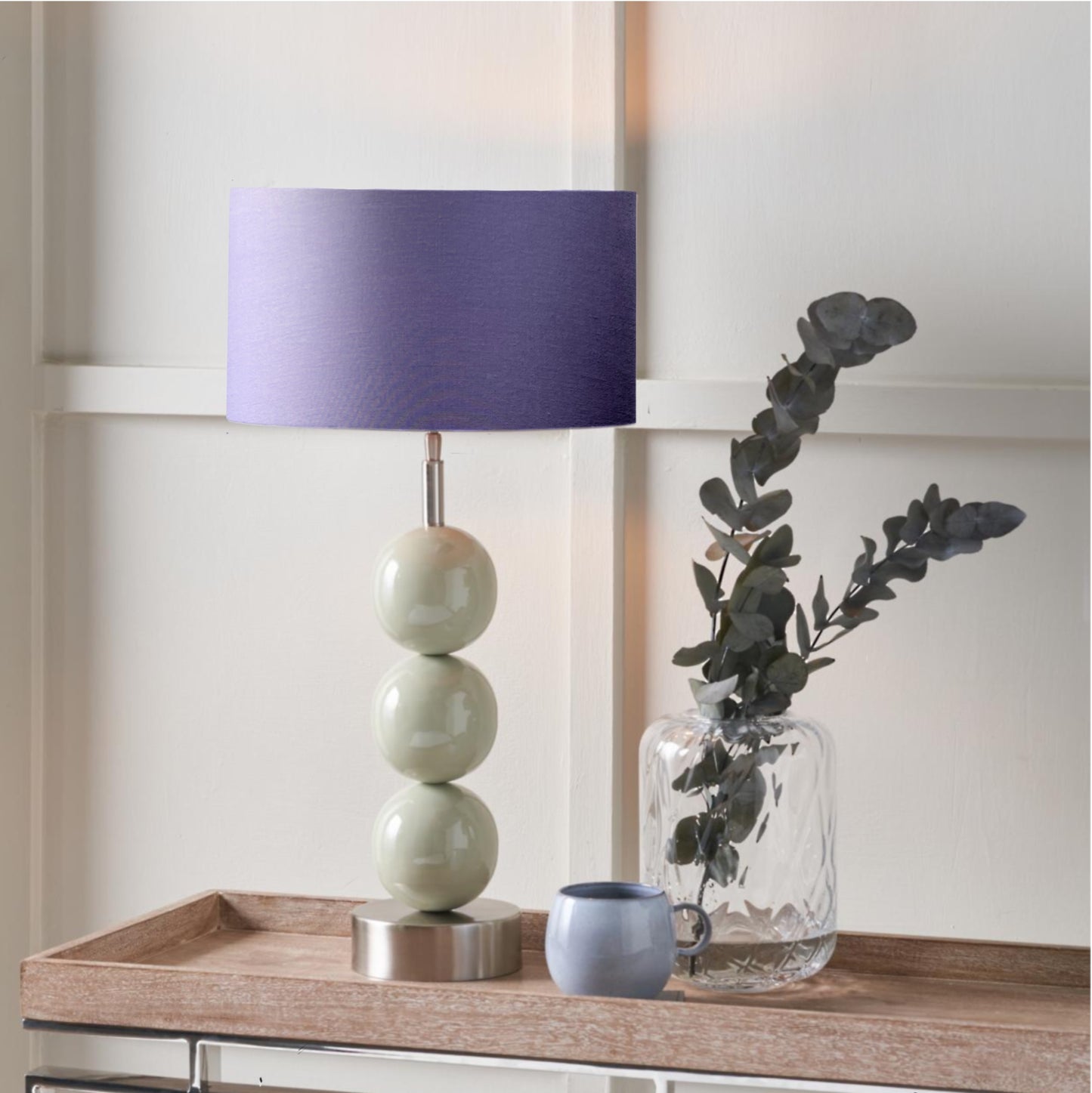 Sage and silver, 3 ball table lamp