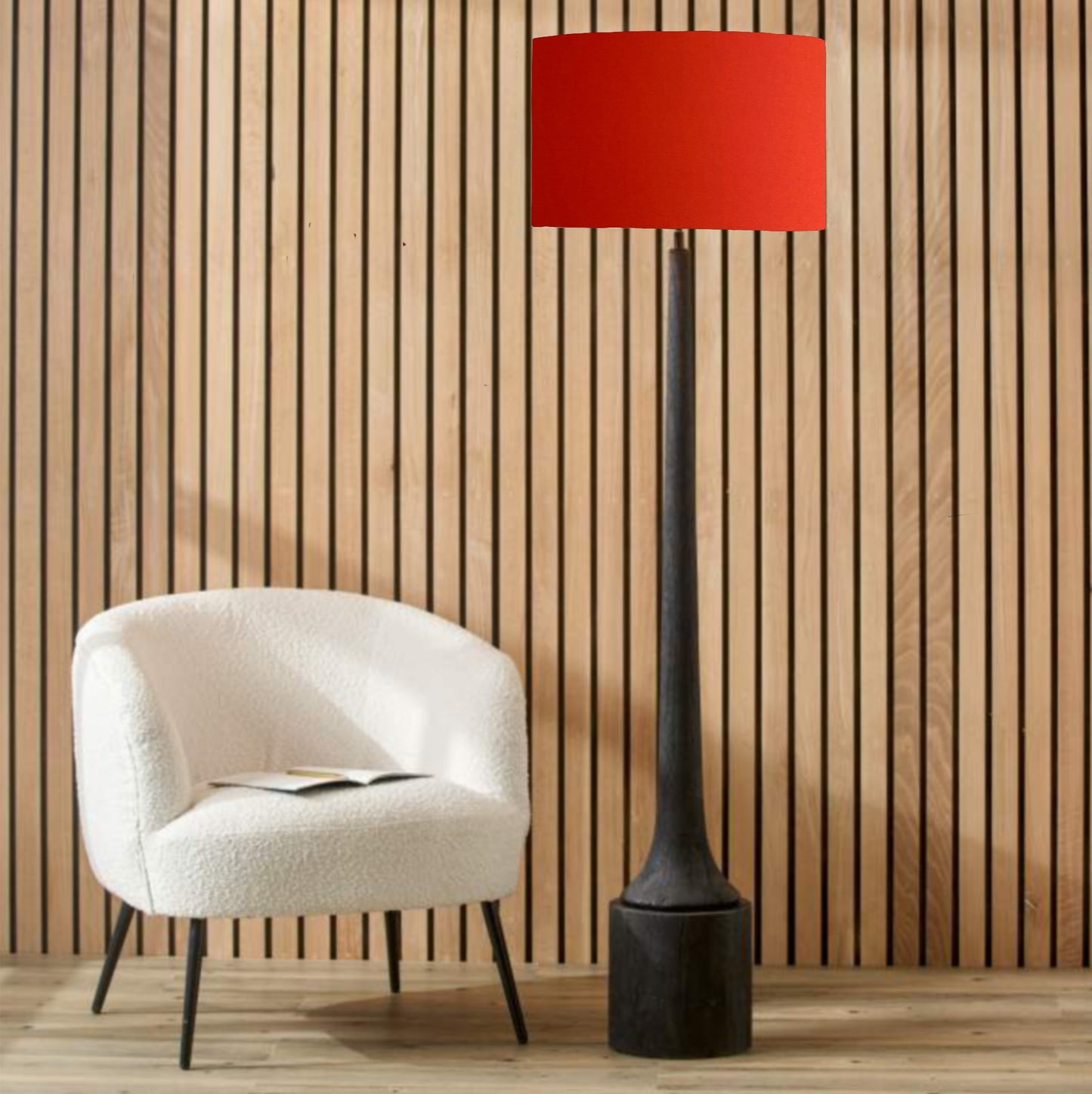 Black wood tall neck floor lamp