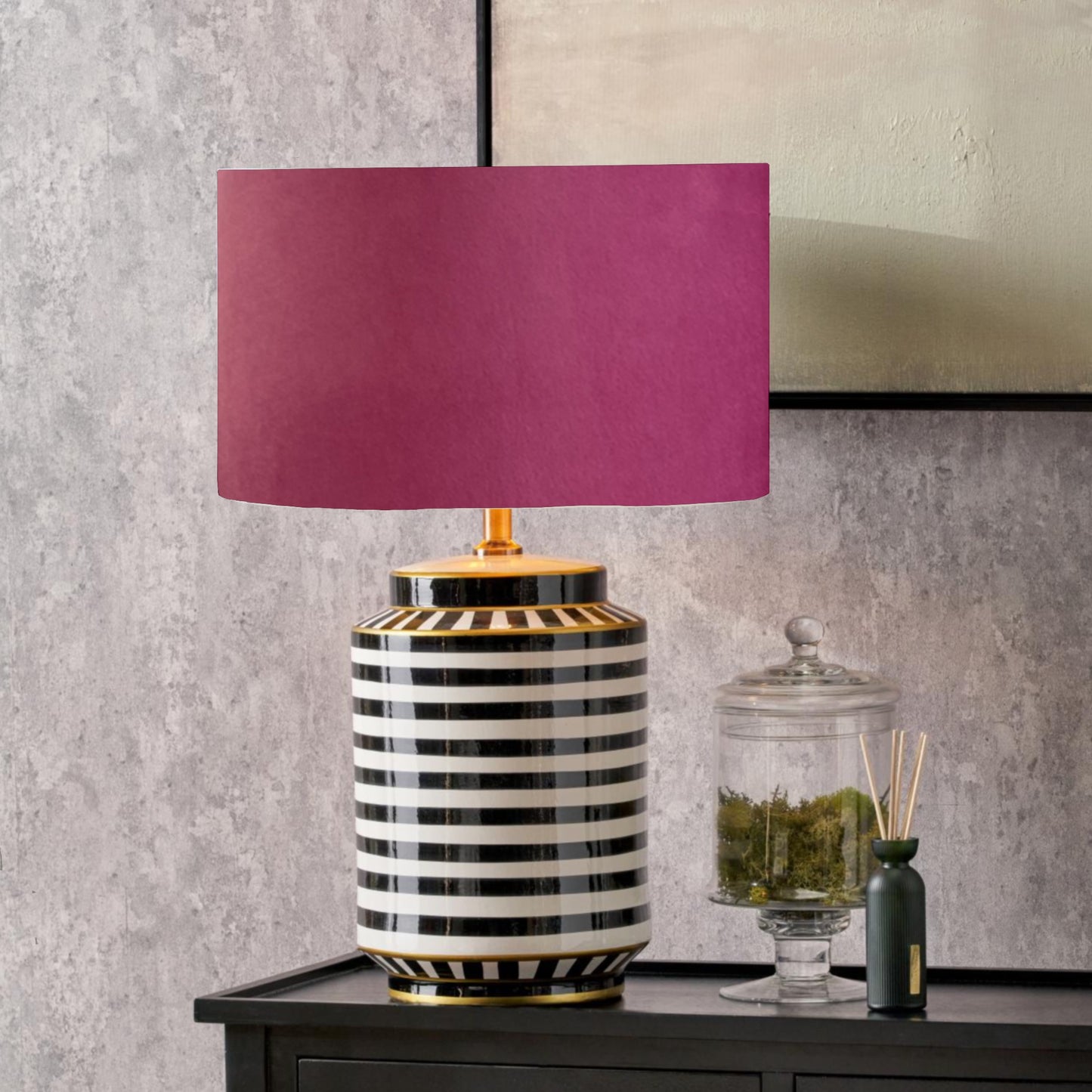 Humbug striped ceramic table lamp, Tall