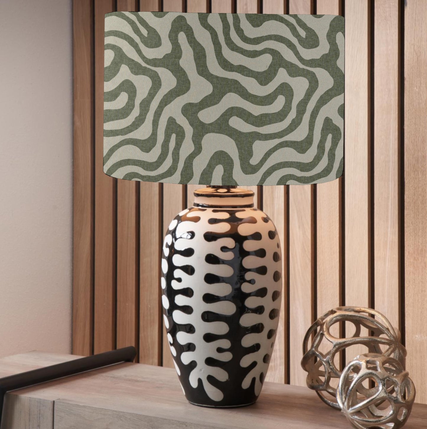 Black and white coral, ceramic table lamp, Tall PREORDER