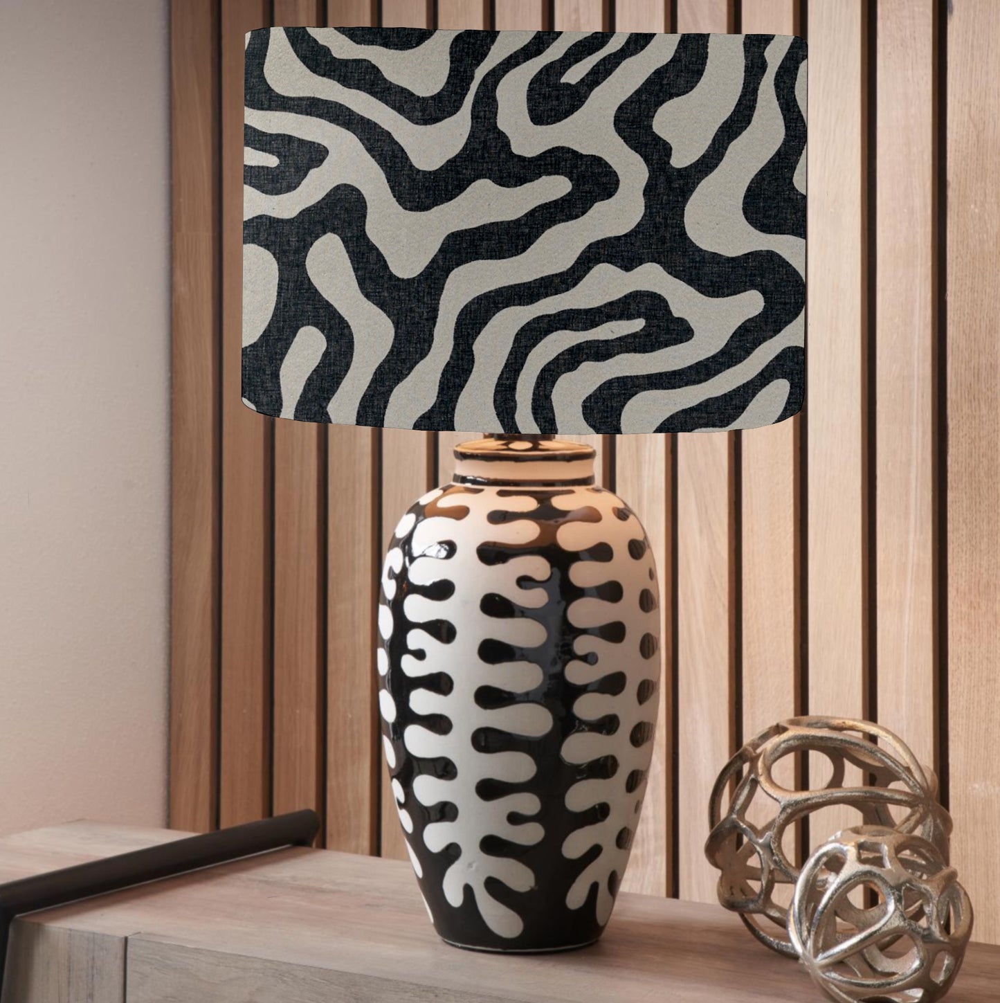 Black and white coral, ceramic table lamp, Tall PREORDER