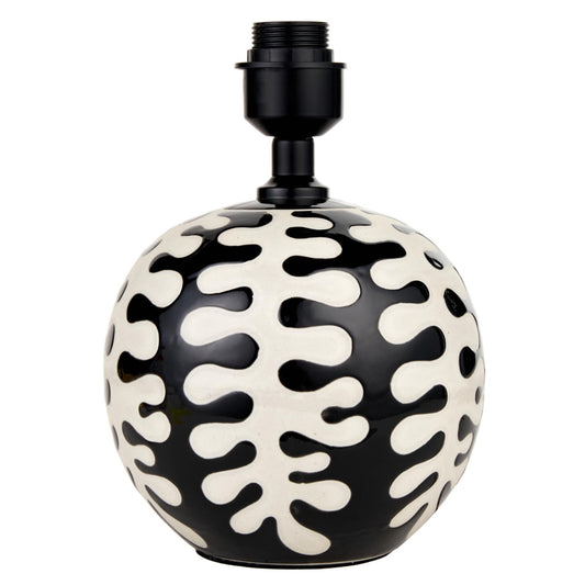 Black and white coral, ceramic table lamp, short