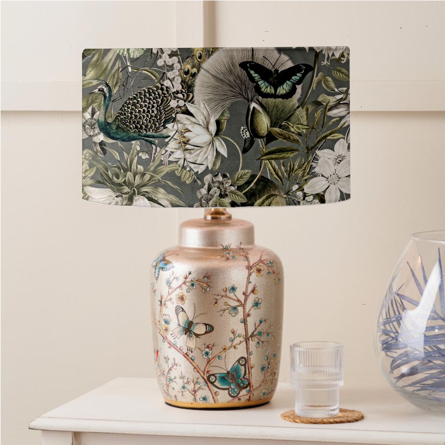 Champagne butterfly, ceramic table lamp