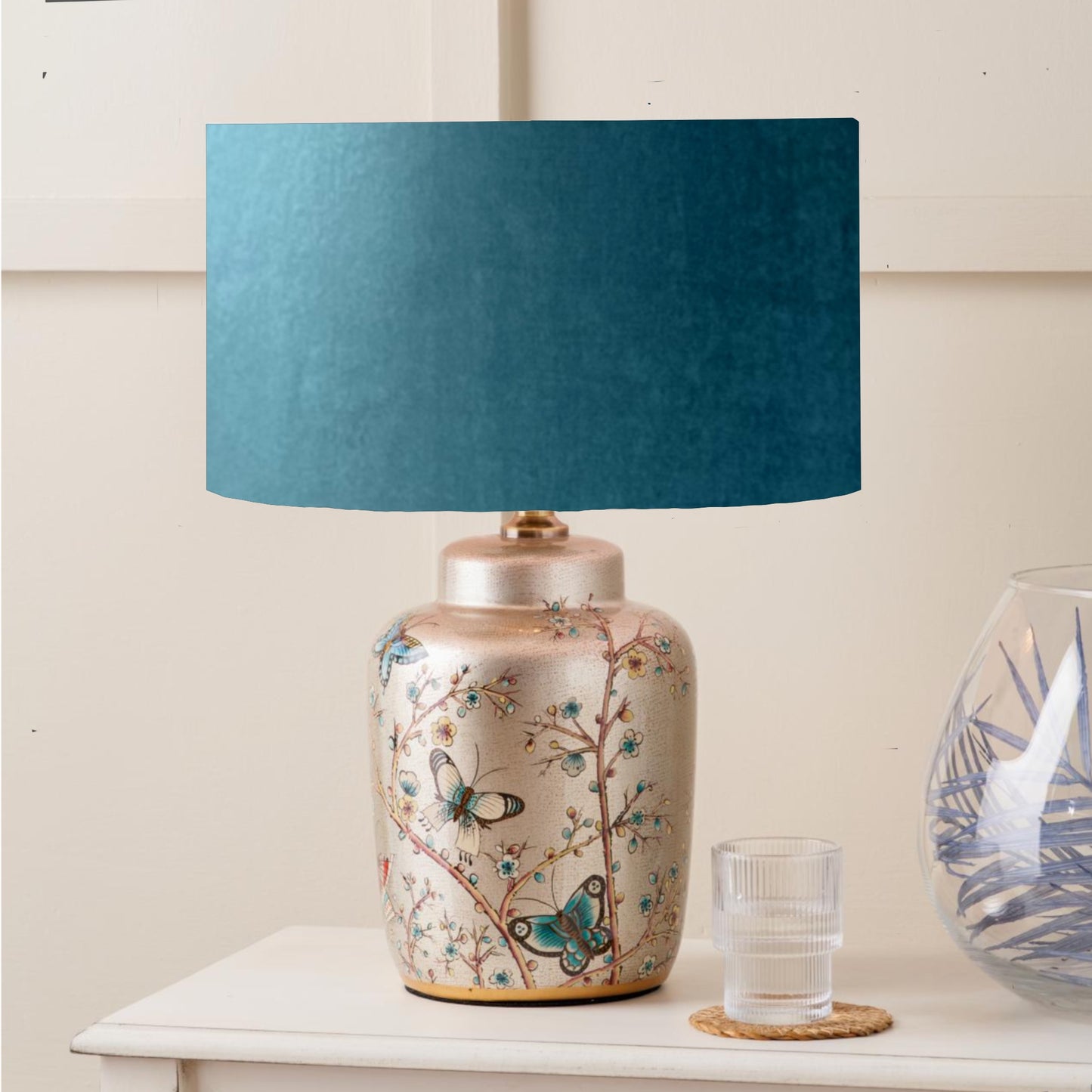 Champagne butterfly, ceramic table lamp