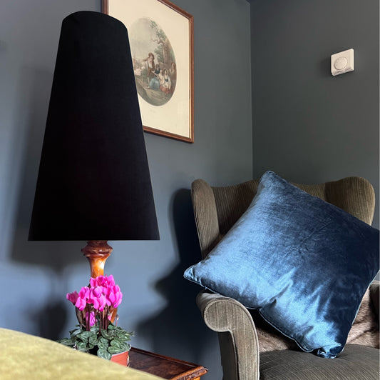 Black Velvet cone lampshade, extra tall lampshade