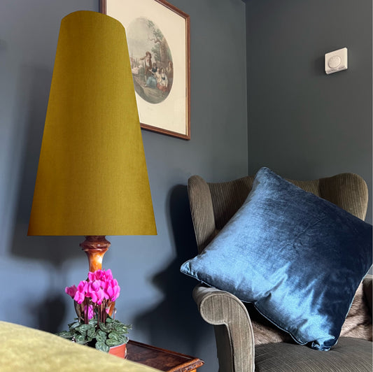 Mustard Velvet cone lampshade, extra tall lampshade