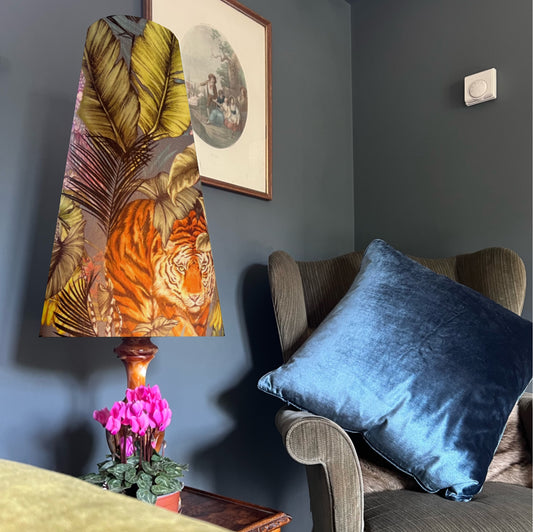 Bengal tiger Velvet cone lampshade, extra tall lampshade