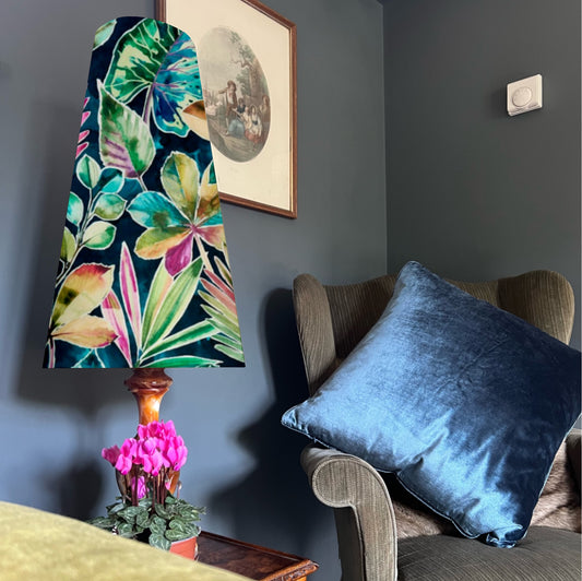 Rainforest Velvet cone lampshade, in multicoloured, extra tall lampshade