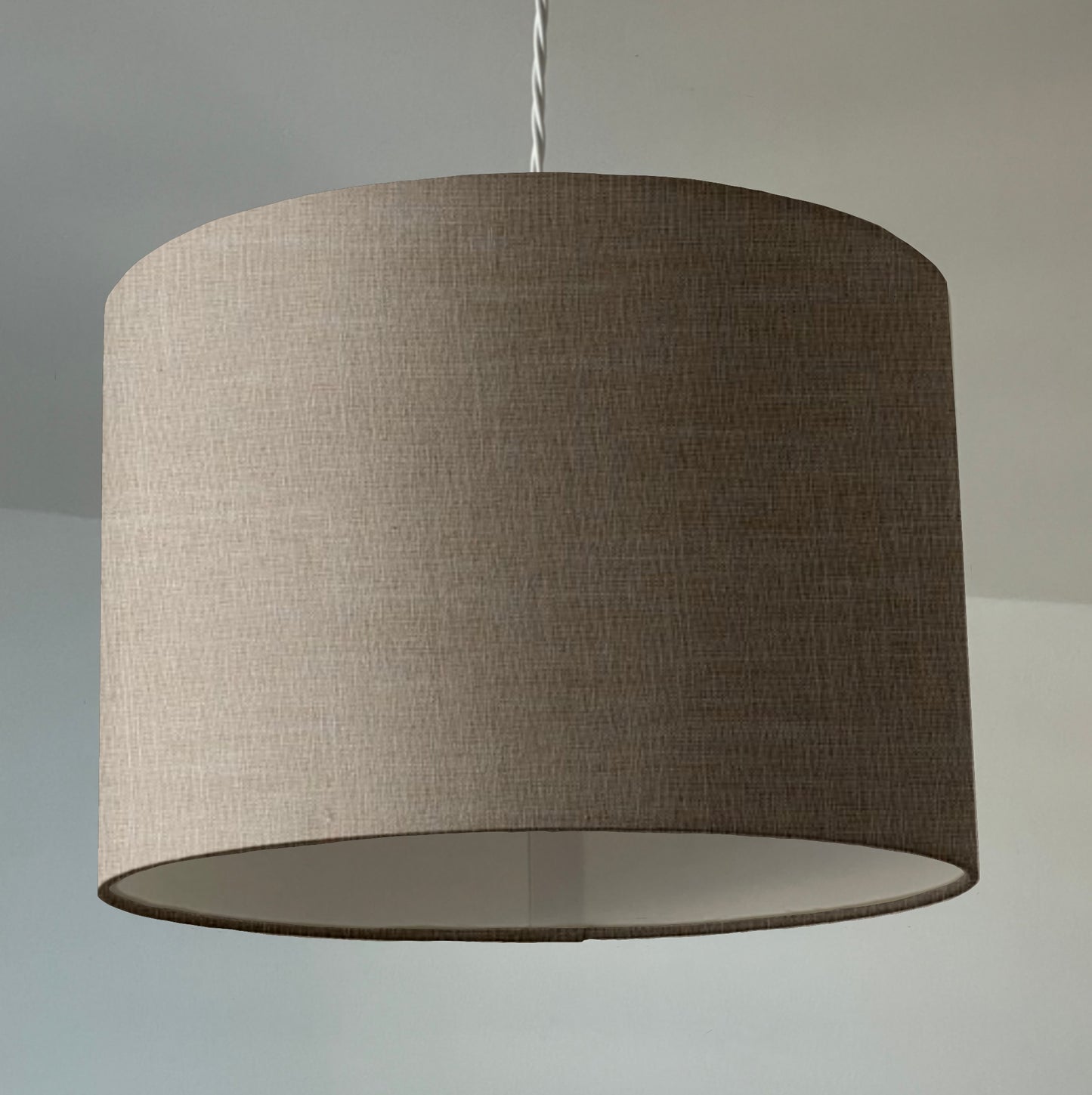 Natural linen drum lampshade/ ceiling shade with a white lining