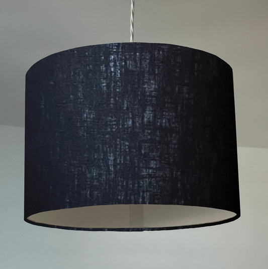 Black linen drum lampshade/ ceiling shade with a white lining