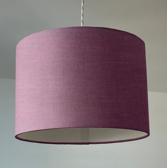 Purple linen drum lampshade/ ceiling shade with a white lining