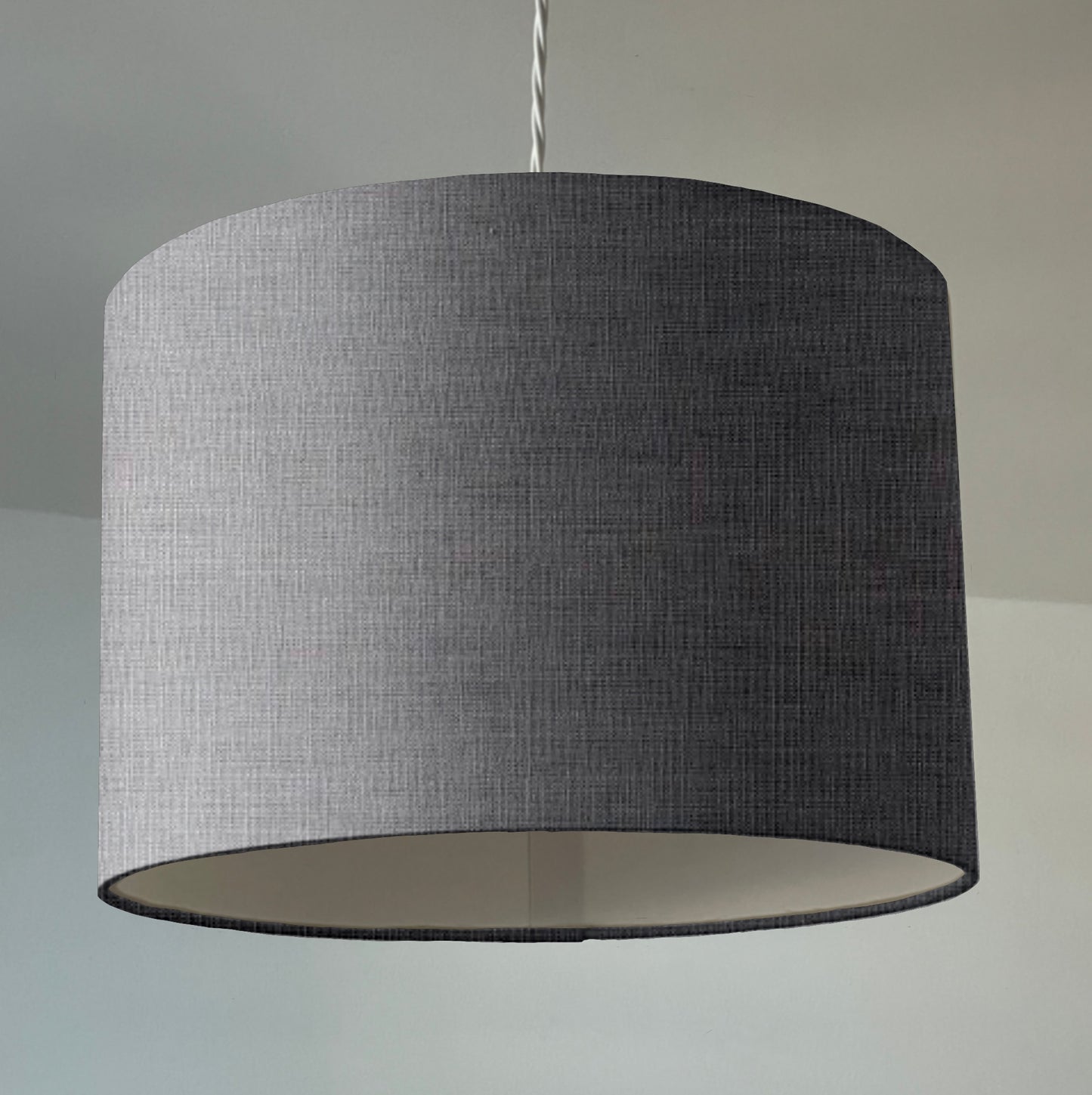 Grey linen drum lampshade/ ceiling shade with a white lining