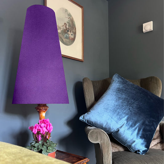 Purple Velvet cone lampshade, extra tall lampshade