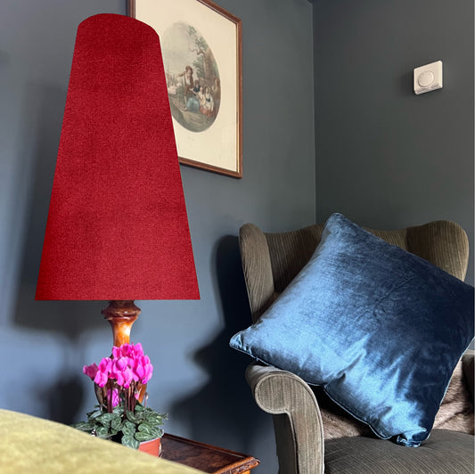 Red Velvet cone lampshade, extra tall lampshade