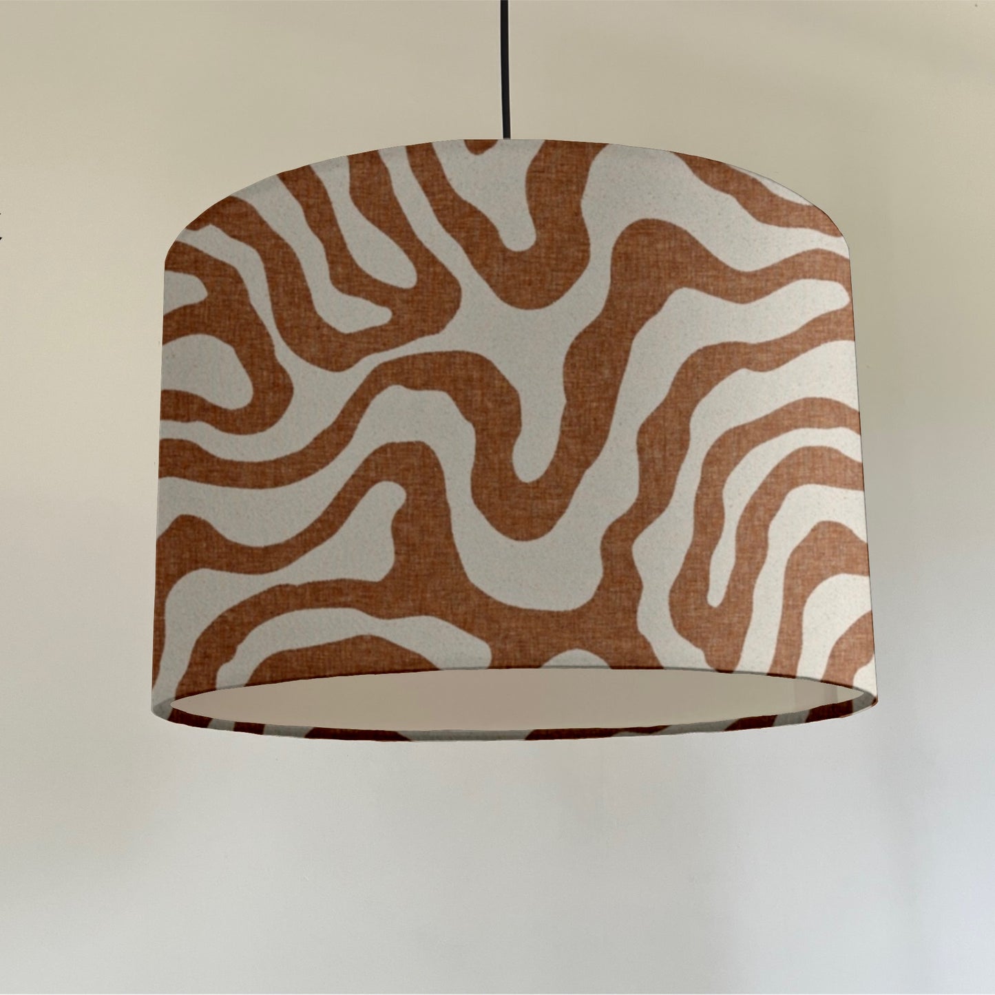 Sandstone Wiggle drum lampshade /ceiling shade with a white lining