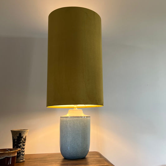 Mustard velvet cylinder lampshade, extra tall lampshade
