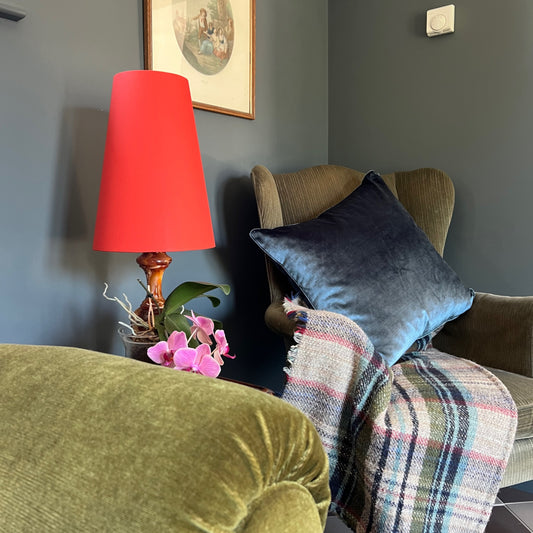 Burnt orange cotton cone lampshade, extra tall lampshade