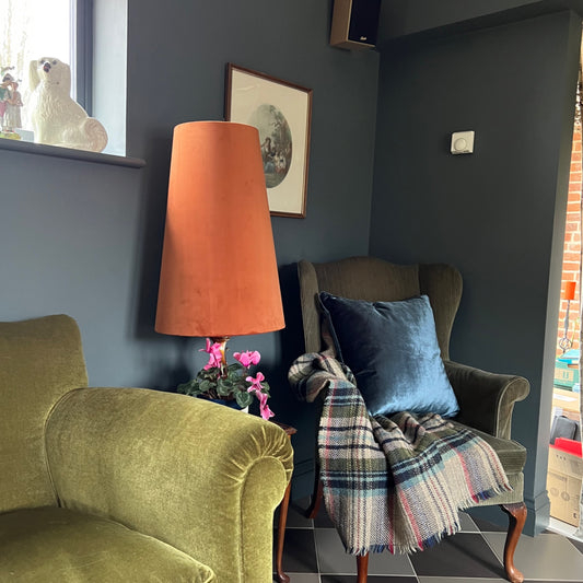 Burnt orange Velvet cone lampshade, extra tall lampshade
