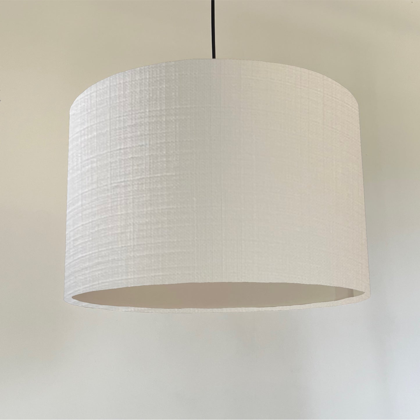 Off white linen drum lampshade/ ceiling shade with a white lining