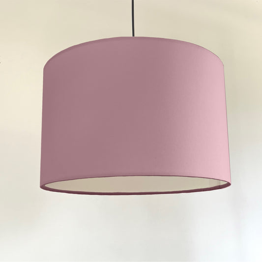 Light pink cotton drum lampshade/ ceiling shade with a white lining