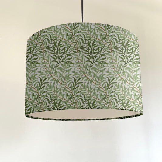 William Morris Sage willow cotton drum lampshade/ ceiling shade with a white lining