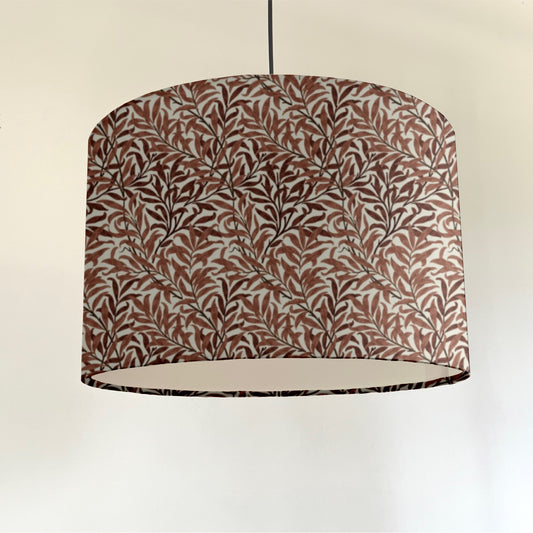William Morris rust willow cotton drum lampshade/ ceiling shade with a white lining