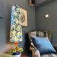Tropical palm leaves velvet cone lampshade, extra tall lampshade