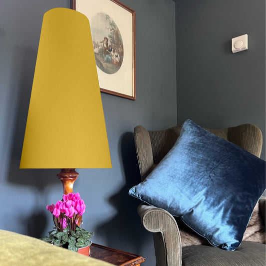 Mustard gold cotton cone lampshade, extra tall lampshade