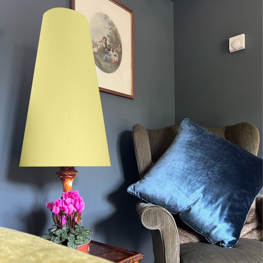 Lemon yellow cotton cone lampshade, extra tall lampshade
