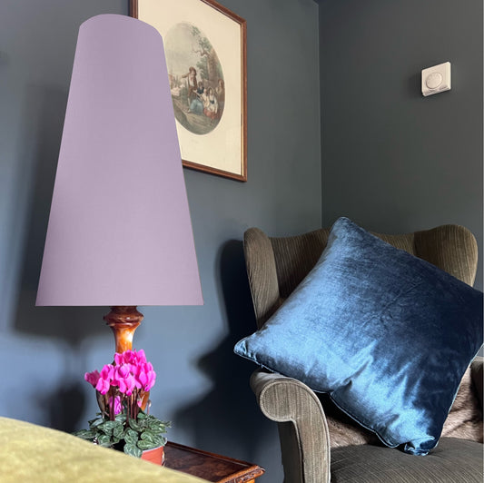Lilac cotton cone lampshade, extra tall lampshade