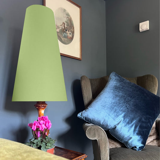 Sage green cotton cone lampshade, extra tall lampshade