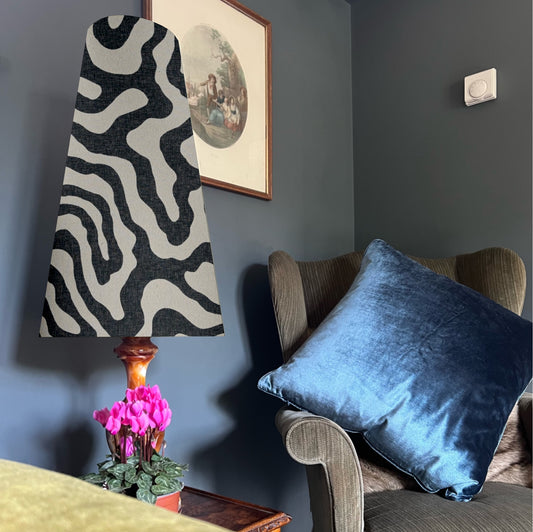 Black wiggle cone lampshade, extra tall lampshade