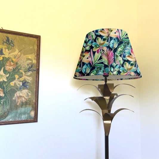 Rainforest velvet, multicoloured coolie lampshade/ ceiling light shade, empire lampshade